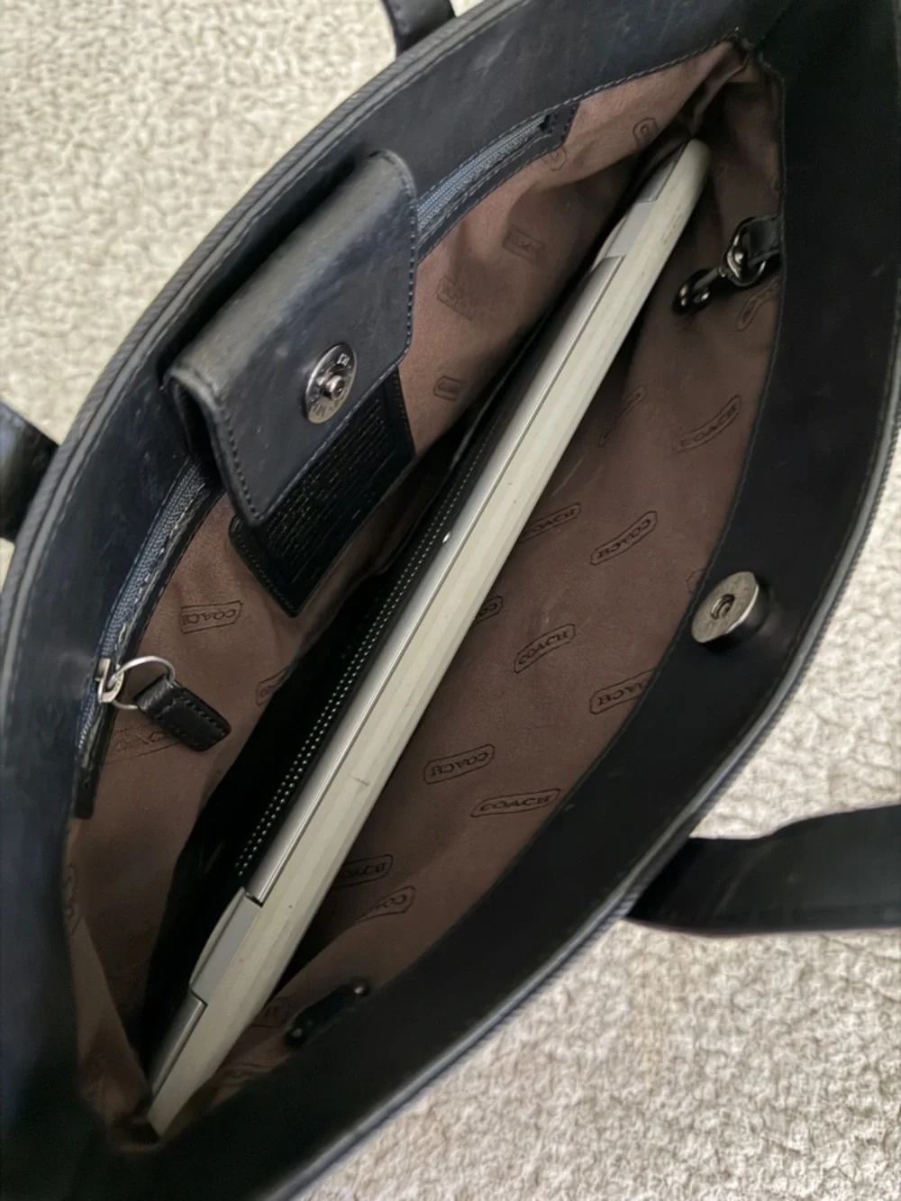 Coach Vintage Mercer Black Leather and Twill Tote Bag